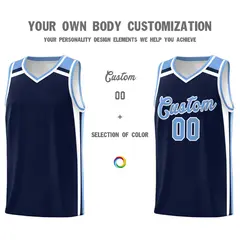 Navy Light Blue White Color Charge Series Basketball Jersey 3