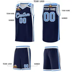 Navy Light Blue White Color Charge Series Basketball Jersey 5