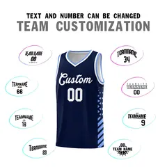 Navy Light Blue White Diamond Stripe Side Basketball Jersey 4
