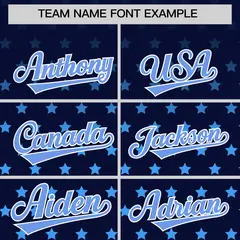 Navy Light Blue-White Raglan Star Print Baseball Jersey 3