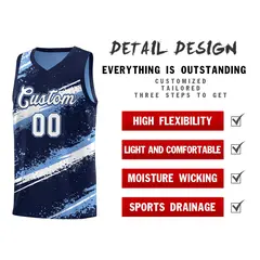 Navy Light Blue White Reversible Basketball Jersey Stellar Strike Series 3