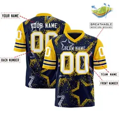 Navy Light Blue White Star Pattern Authentic Football Jersey 2