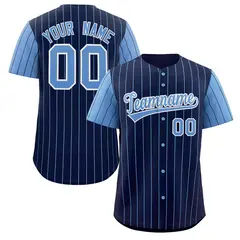 Navy Light Blue-White Stripe Raglan Baseball Jersey 1