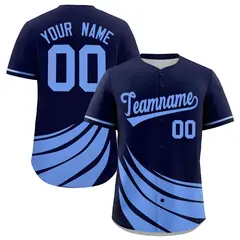 Navy Light Blue Wind Mark Graffiti Pattern Baseball Jersey 1