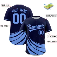 Navy Light Blue Wind Mark Graffiti Pattern Baseball Jersey 2