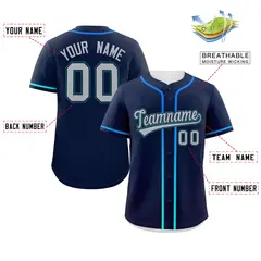 Navy Light Gray Gradient Ribbed Authentic Baseball Jersey 2