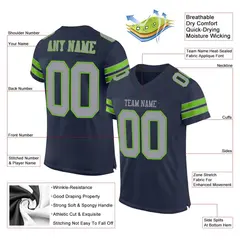 Navy Light Gray-Neon Green Classic Mesh Football Jersey 2
