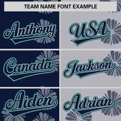 Navy Light Gray Split Flower Graffiti Baseball Jersey 3