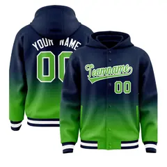 Navy Light Green Gradient Letterman Varsity Jacket Hoodie 1