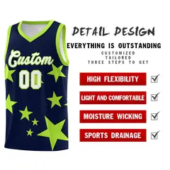 Navy Light Green Star Graffiti Basketball Jersey Sets 2