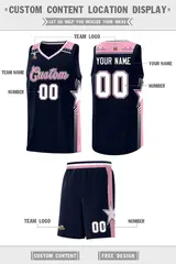 Navy Light Pink Star Graffiti Sports Basketball Jersey 2