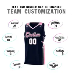 Navy Light Pink Star Graffiti Sports Basketball Jersey 4