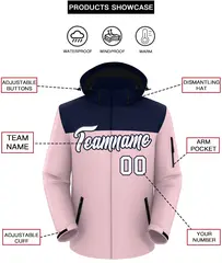 Navy Light Pink-White Two Tone Hooded Waterproof Jacket 2