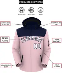 Navy Light Pink-White Two Tone Hooded Waterproof Jacket 2