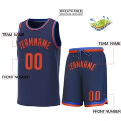 Navy Lt Blue-Orange Classic Sets Basketball Jersey 2