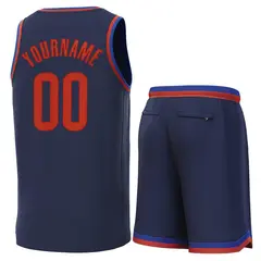 Navy Lt Blue-Orange Classic Sets Basketball Jersey 3