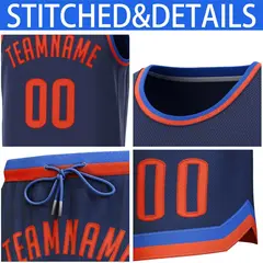 Navy Lt Blue-Orange Classic Sets Basketball Jersey 6