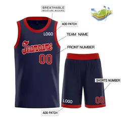 Navy Maroon-White Classic Sets Basketball Uniform Jersey 3