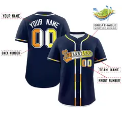Navy Maverique Pride Month Authentic Classic Baseball Jersey 2