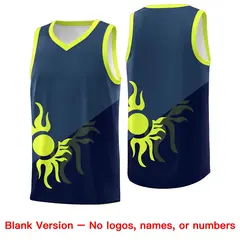 Navy Midnight Blue Sunburst Two Tone Basketball Jersey 2