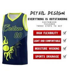 Navy Midnight Blue Sunburst Two Tone Basketball Jersey 3
