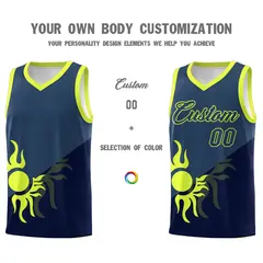 Navy Midnight Blue Sunburst Two Tone Basketball Jersey 4