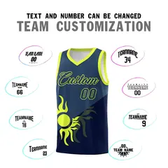 Navy Midnight Blue Sunburst Two Tone Basketball Jersey 5