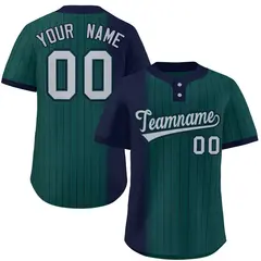 Navy Midnight Green Gradient Stripe Two-Button Softball Jersey 1