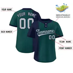 Navy Midnight Green Gradient Stripe Two-Button Softball Jersey 2