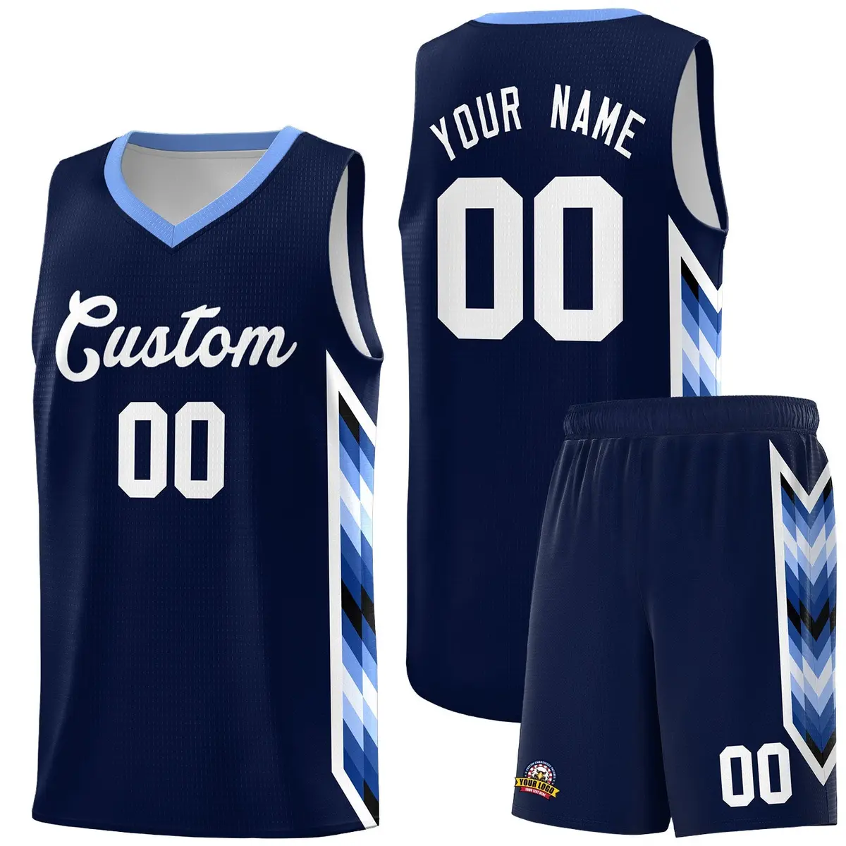 Navy Mosaic Gradient Fashion Basketball Jersey Uniform
