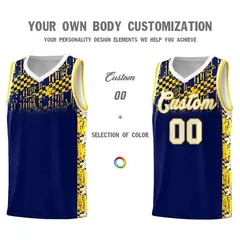 Navy Mosaic Stars Pattern Basketball Jersey 3