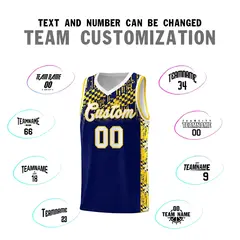 Navy Mosaic Stars Pattern Basketball Jersey 4