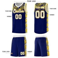 Navy Mosaic Stars Pattern Basketball Jersey 5
