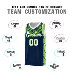 Navy Mosaic Stars Pattern Basketball Jersey 4
