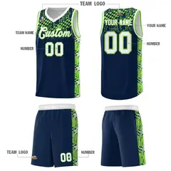 Navy Mosaic Stars Pattern Basketball Jersey 5