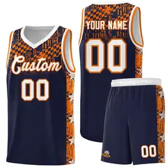 Navy Mosaic Stars Pattern Basketball Jersey