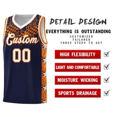 Navy Mosaic Stars Pattern Basketball Jersey 2