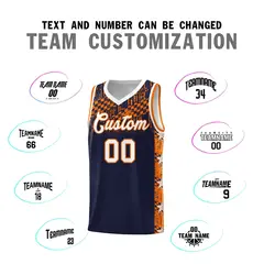 Navy Mosaic Stars Pattern Basketball Jersey 4