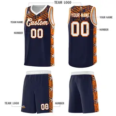 Navy Mosaic Stars Pattern Basketball Jersey 5