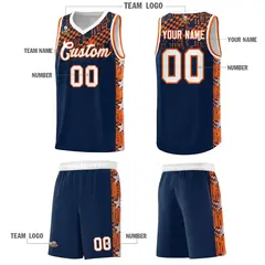 Navy Mosaic Stars Pattern Basketball Jersey 5