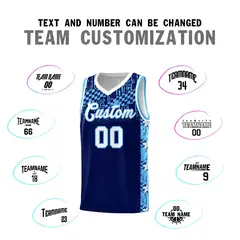 Navy Mosaic Stars Pattern Basketball Jersey 4