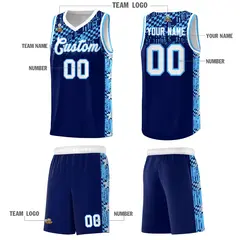 Navy Mosaic Stars Pattern Basketball Jersey 5