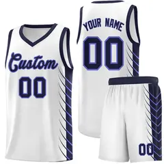 Navy Navy Side Symmetrical Line Pattern Basketball Jersey 1