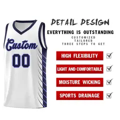 Navy Navy Side Symmetrical Line Pattern Basketball Jersey 2