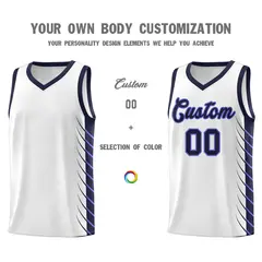 Navy Navy Side Symmetrical Line Pattern Basketball Jersey 3