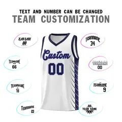 Navy Navy Side Symmetrical Line Pattern Basketball Jersey 4