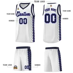 Navy Navy Side Symmetrical Line Pattern Basketball Jersey 5