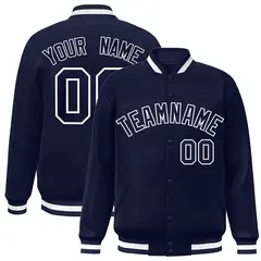 Navy Navy-White Classic Full-Snap Varsity Letterman Jacket
