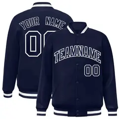 Navy Navy-White Classic Full-Snap Varsity Letterman Jacket