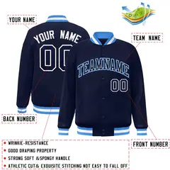 Navy Navy-White Classic Full-Snap Varsity Letterman Jacket 2